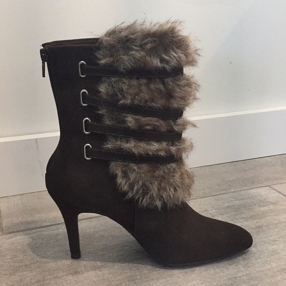 Brown fur boots